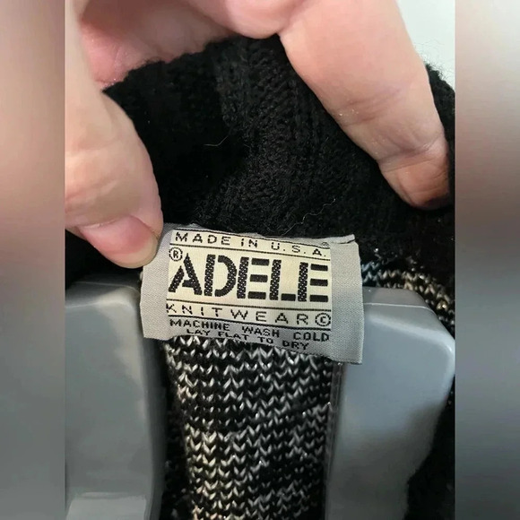 Vintage 80s Adele rose black and silver sweater size 22W Bin 12‎ - Picture 6 of 12